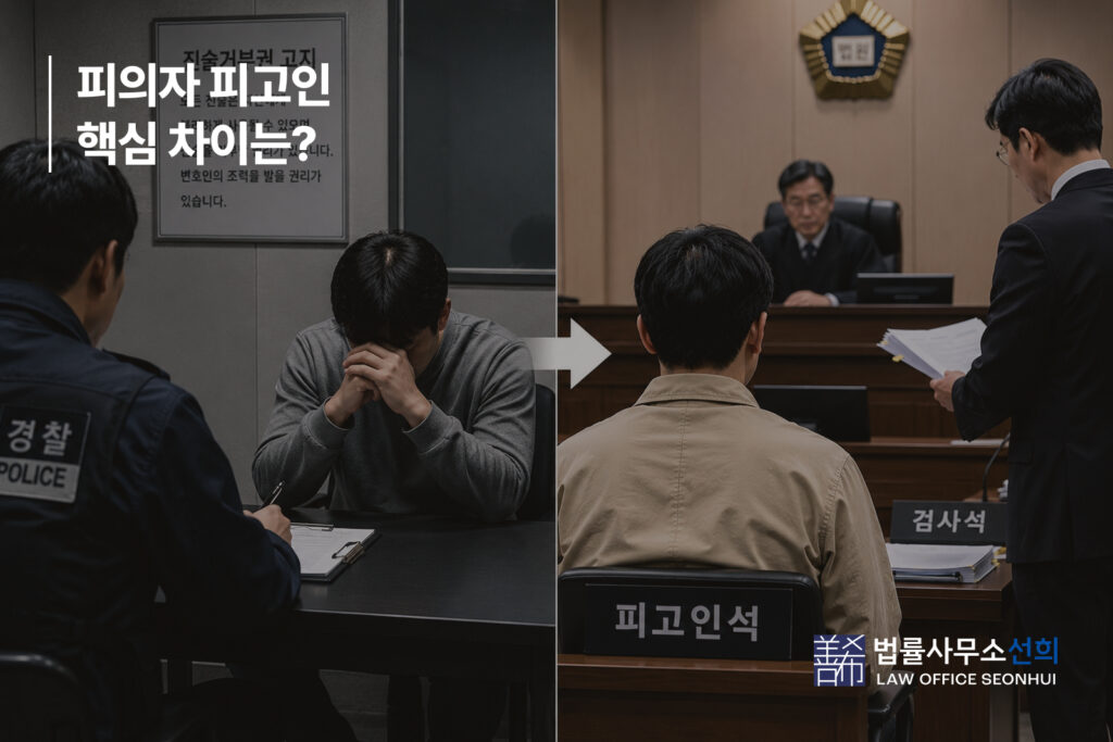 피의자 피고인 차이