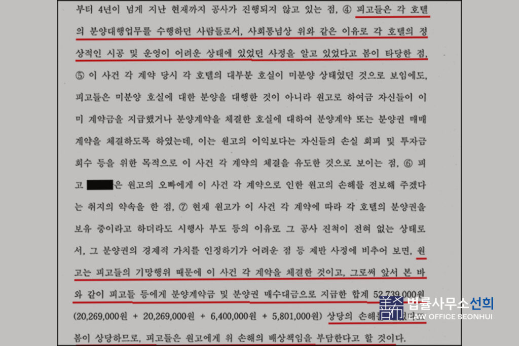 수익형 호텔 분양사기 결과